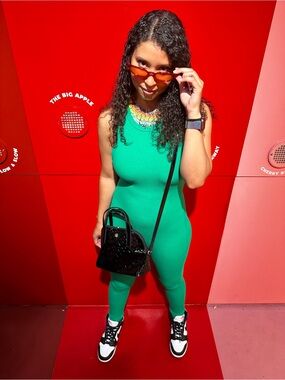 SWANK Bright Green Sleeveless Ribbed Jumpsuit